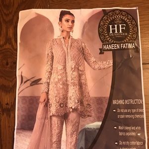 Pakistani Indian embroidered Party Wear  Dress with Dupatta and silk trouser